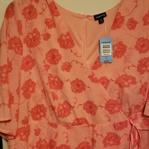 Torrid pink false wrap dress